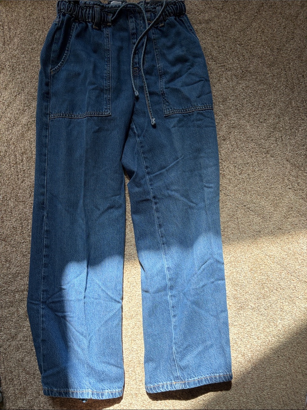 Time and Tru Blue Drawstring Wide-Leg Jeans size 4/6